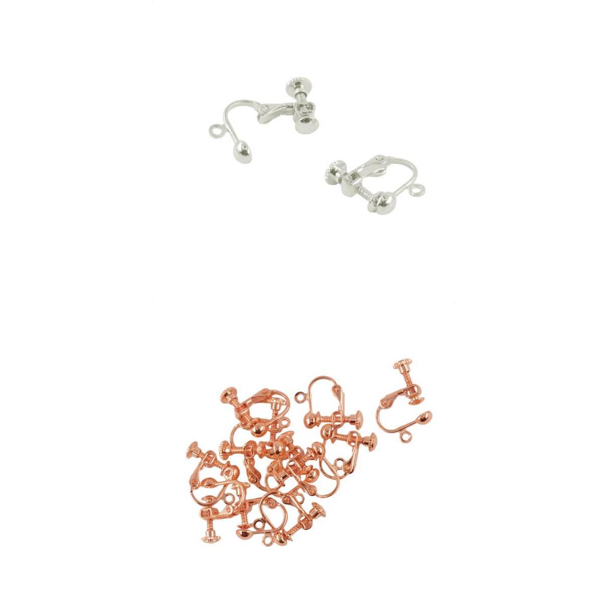 24Pcs Non-Piercing Screw Earring Clip Flat Hook DIY Craft Findings 2 Colors
