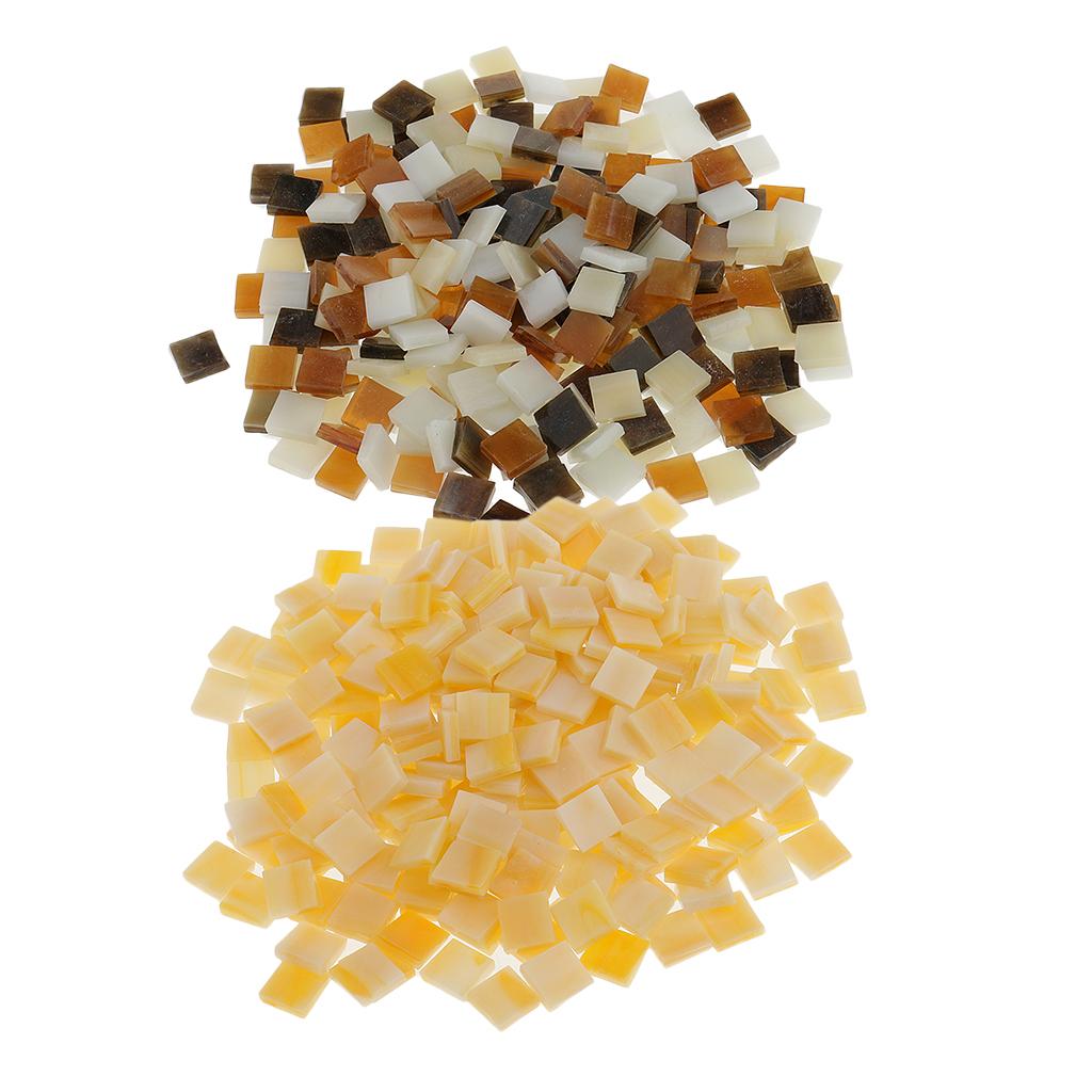 500Pieces Vitreous Glass Mosaic Tiles for Arts DIY Crafts Light Orange&Brown