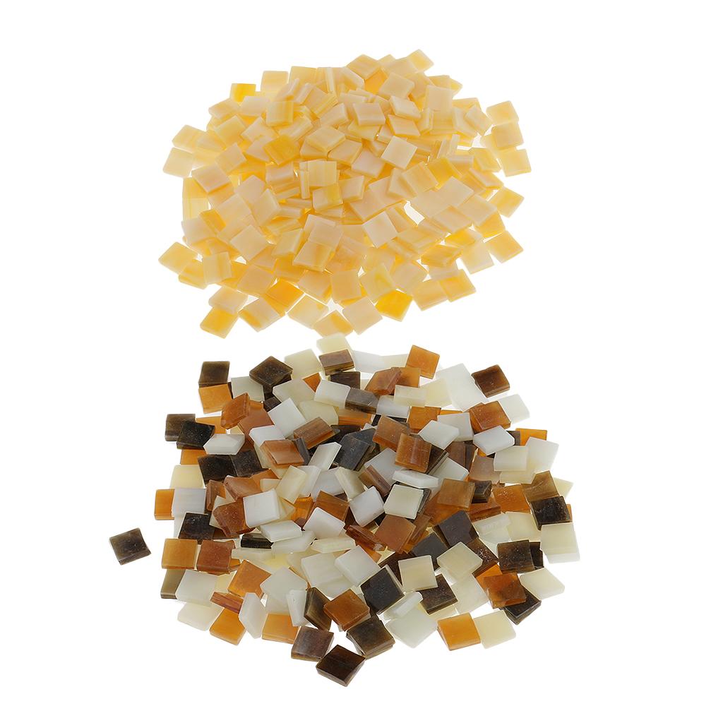500Pieces Vitreous Glass Mosaic Tiles for Arts DIY Crafts Light Orange&Brown