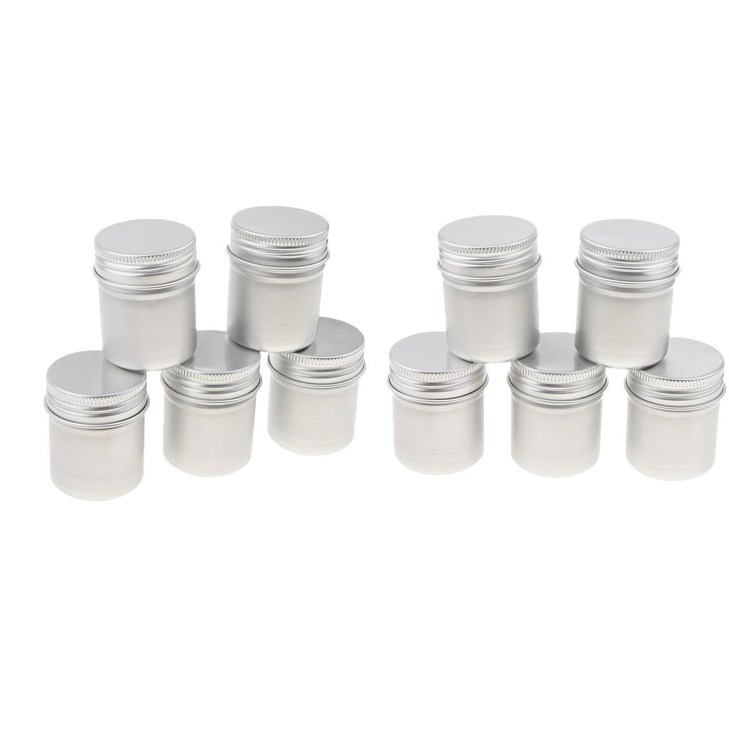 10x50ML PCS Aluminum Cans Pots Screw Lids Cream Tea Powder Wax Jar Container