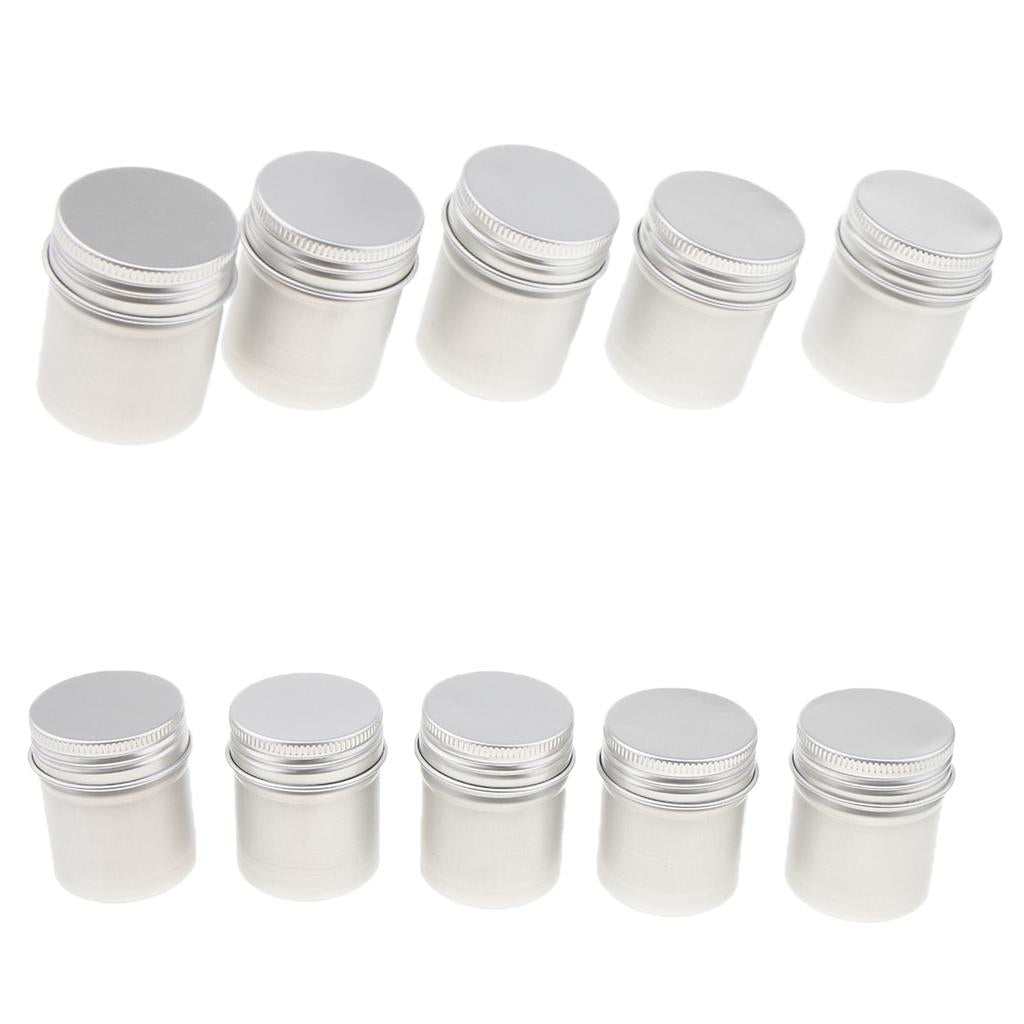 10x50ML PCS Aluminum Cans Pots Screw Lids Cream Tea Powder Wax Jar Container