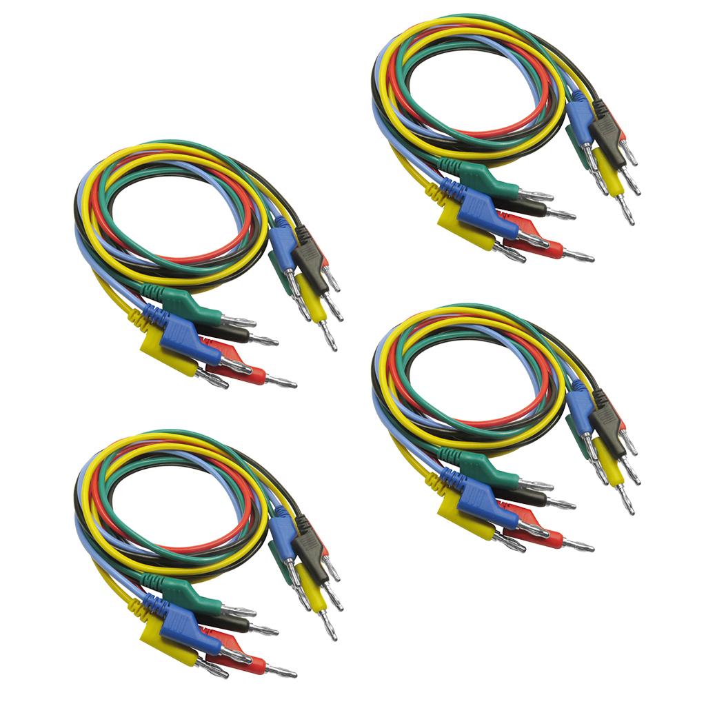 20 Pieces 4mm Banana to Banana Plug Test Cable Lead for Multimeter 5 Colors
