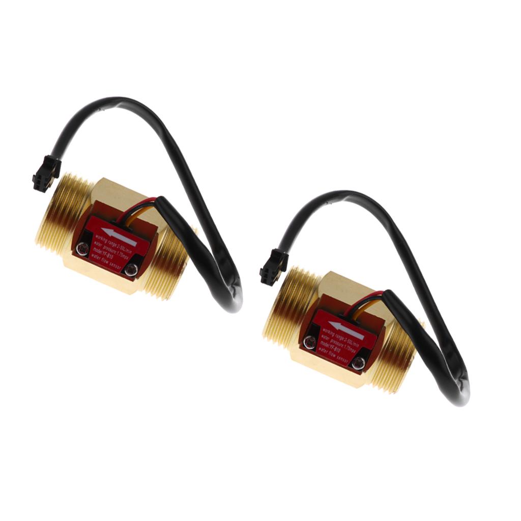 2 Pieces G1 Hall Effect Liquid Water Flow Sensor Switch Flow Meter"