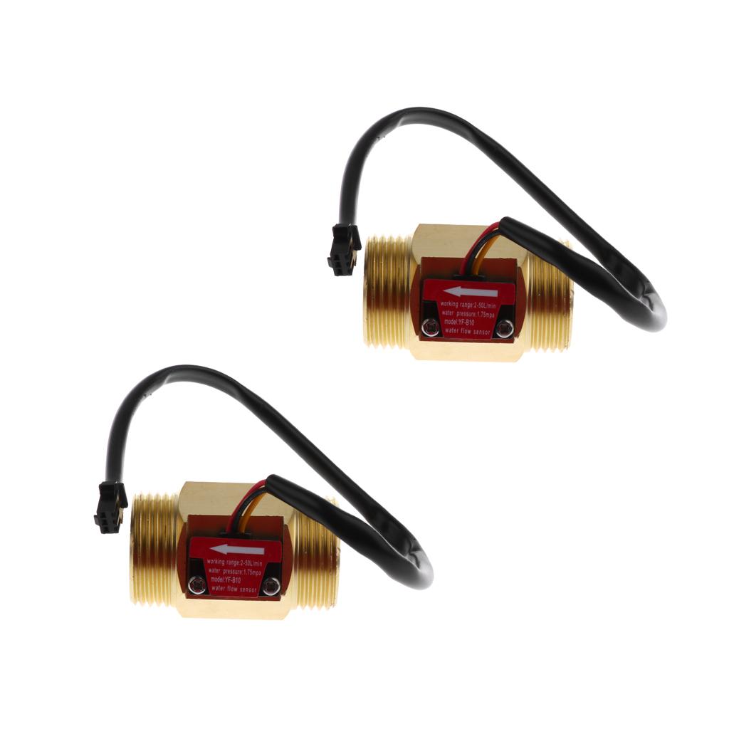 2 Pieces G1 Hall Effect Liquid Water Flow Sensor Switch Flow Meter"