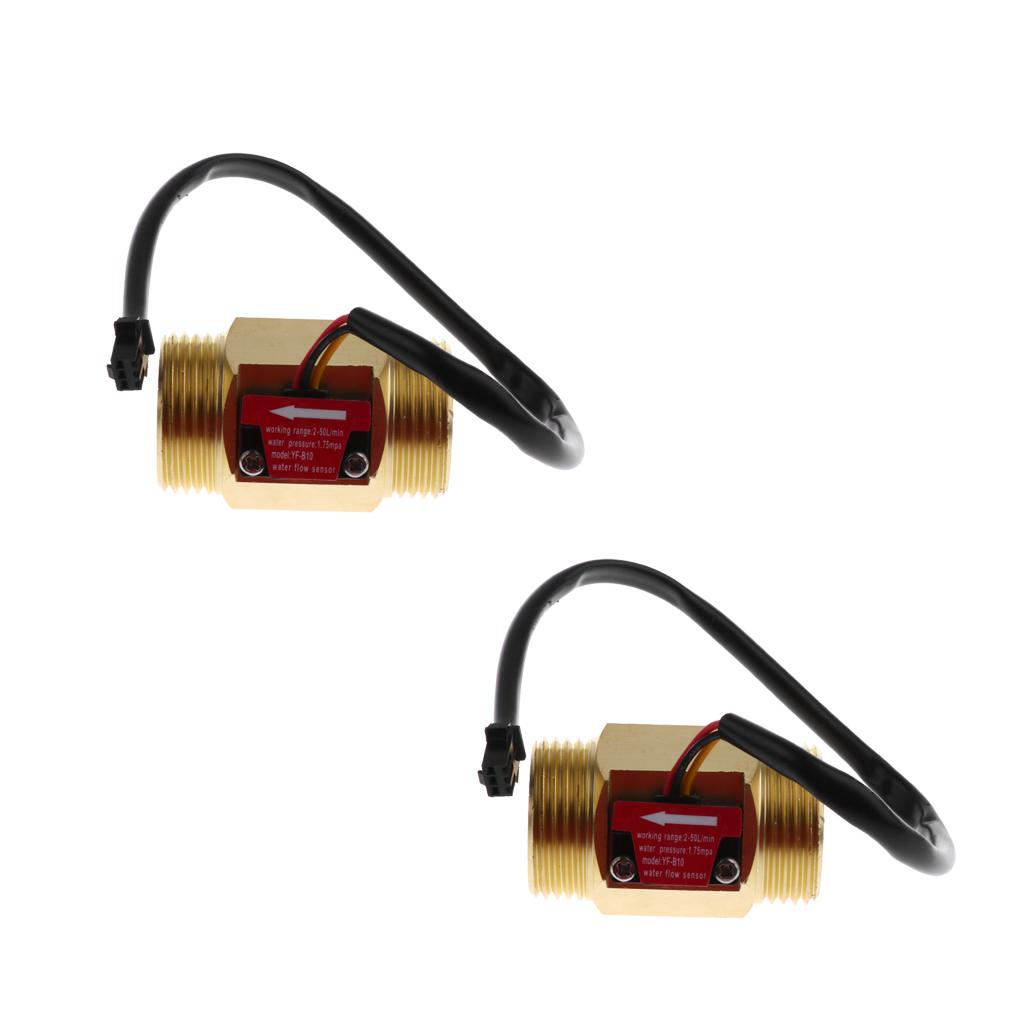 2 Pieces G1 Hall Effect Liquid Water Flow Sensor Switch Flow Meter"