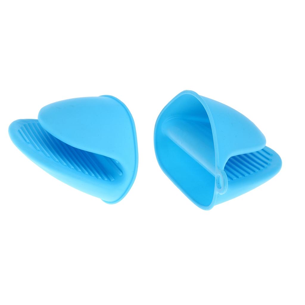 2 Pieces Silicone Hot Pot Holder Oven Grip Pinch Mitts Finger Tab Protector