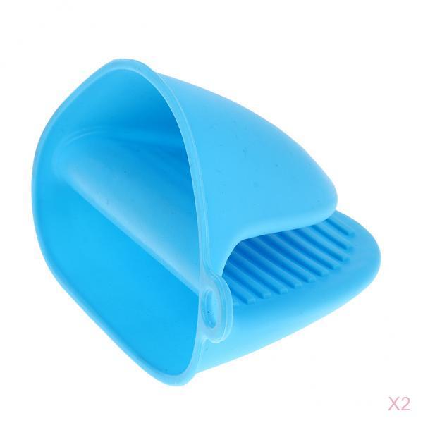 2 Pieces Silicone Hot Pot Holder Oven Grip Pinch Mitts Finger Tab Protector
