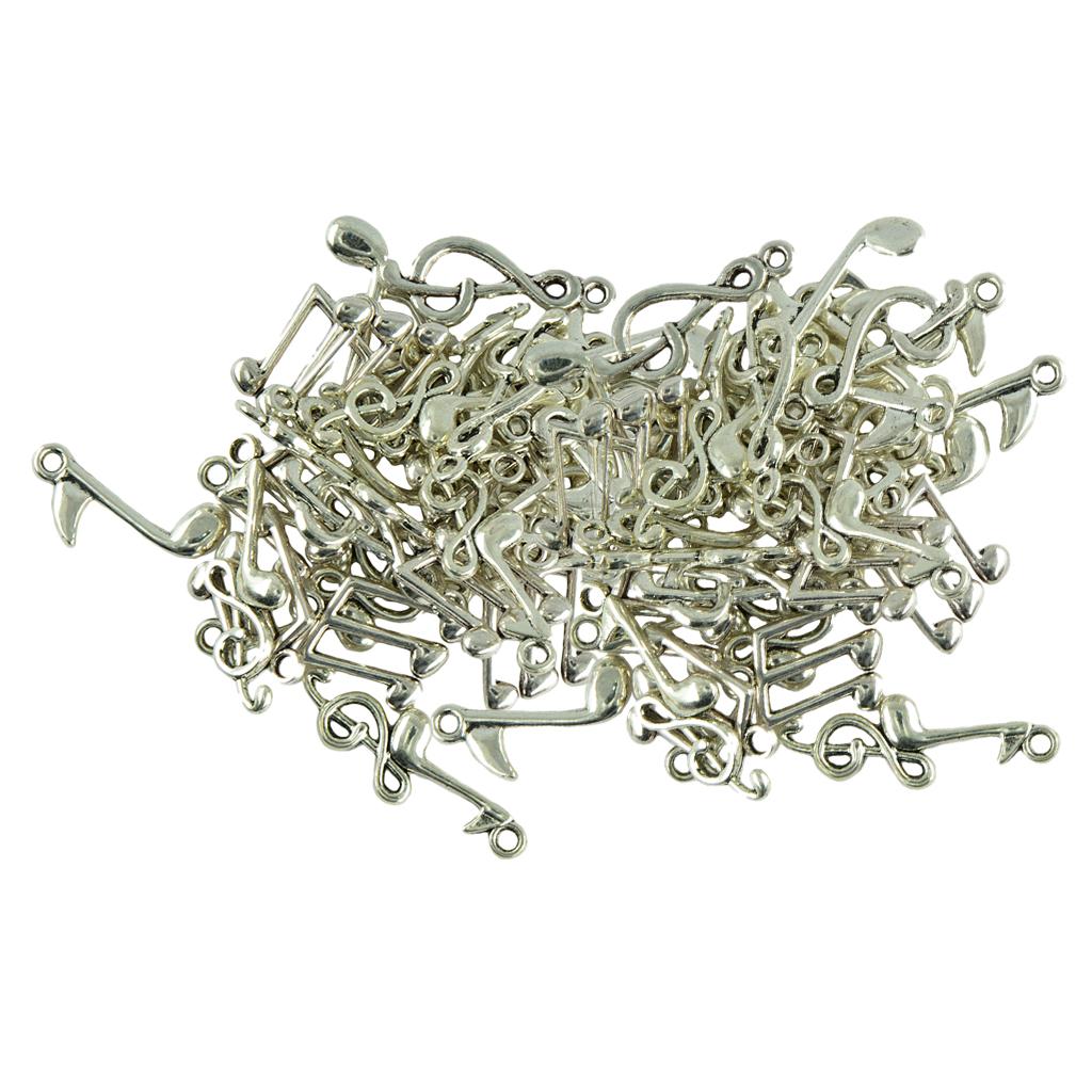 80 Pieces Tibetan Silver Mixed Musical Note Symbol DIY Charms Pendants