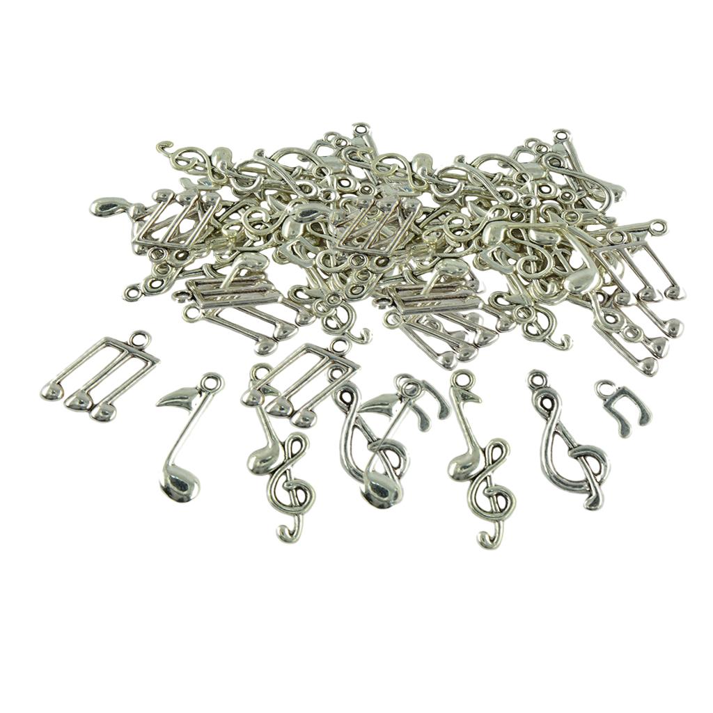 80 Pieces Tibetan Silver Mixed Musical Note Symbol DIY Charms Pendants