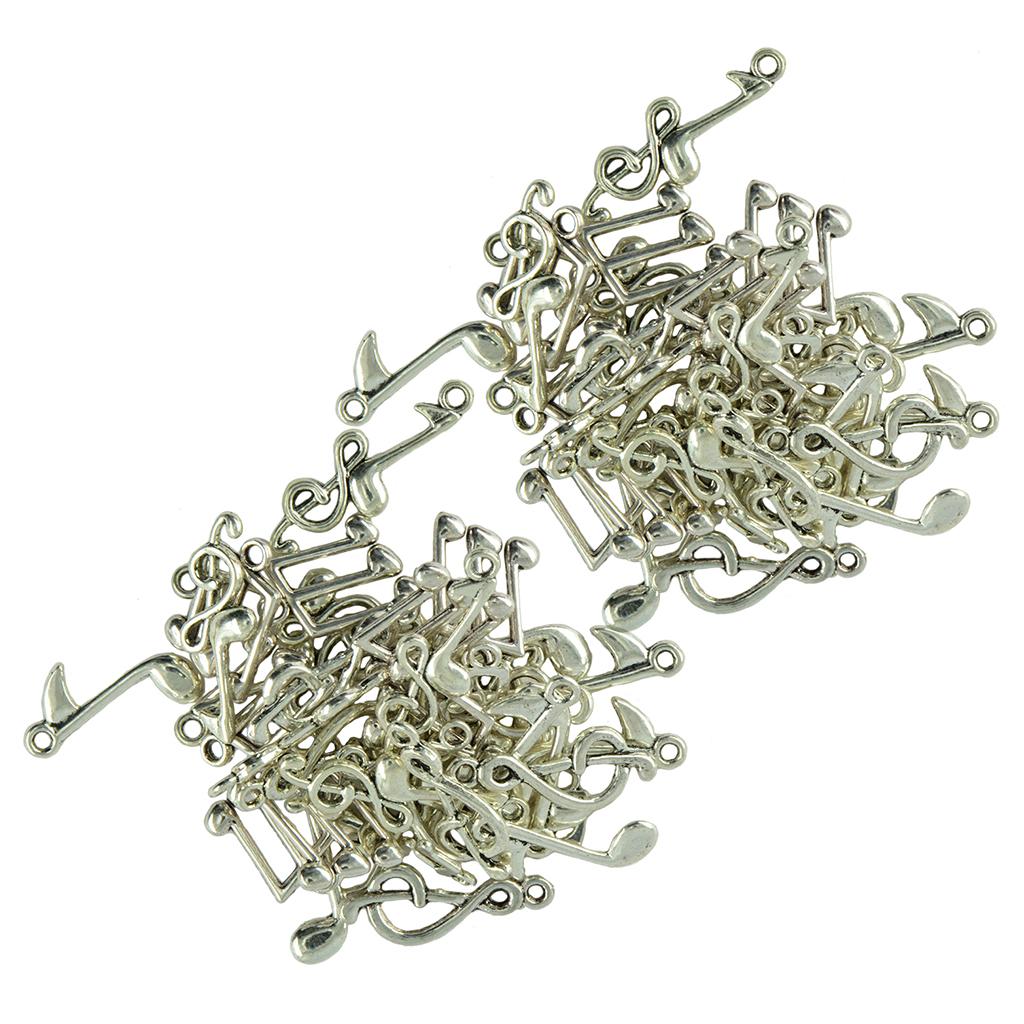80 Pieces Tibetan Silver Mixed Musical Note Symbol DIY Charms Pendants