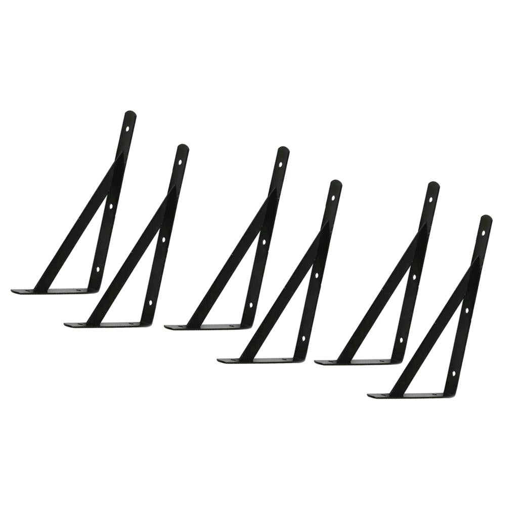3-Pairs Metal L Shaped Wall Shelf Bracket Rack Support 200x120x2mm
