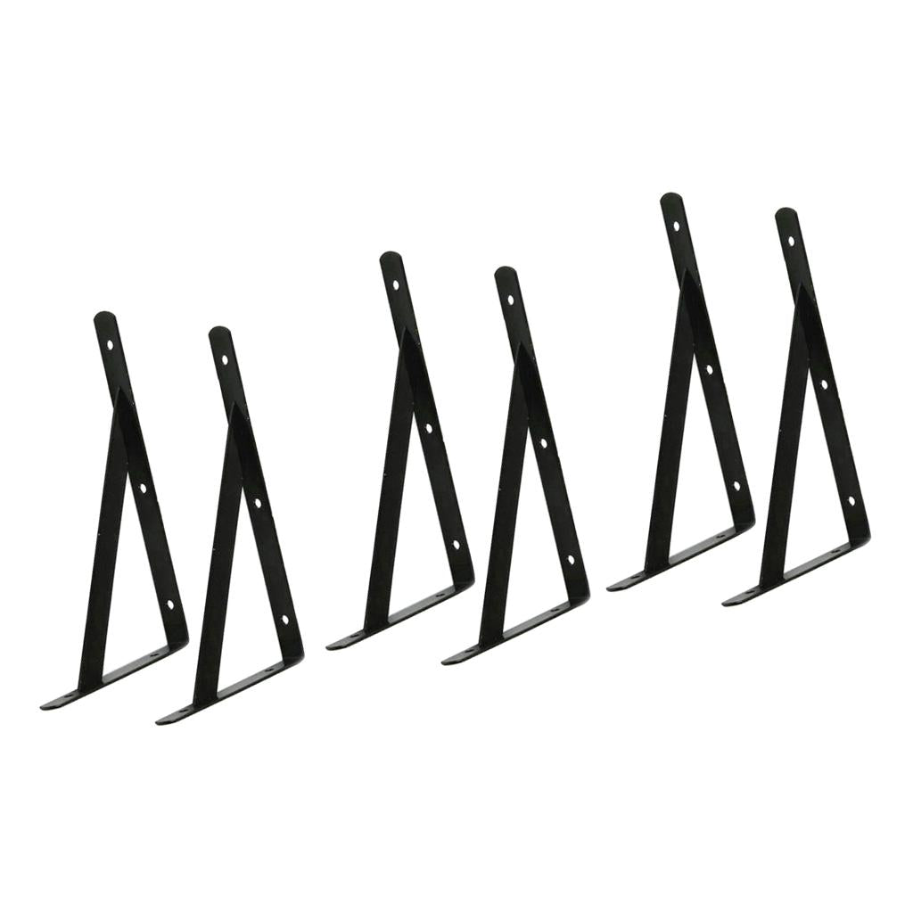 3-Pairs Metal L Shaped Wall Shelf Bracket Rack Support 200x120x2mm