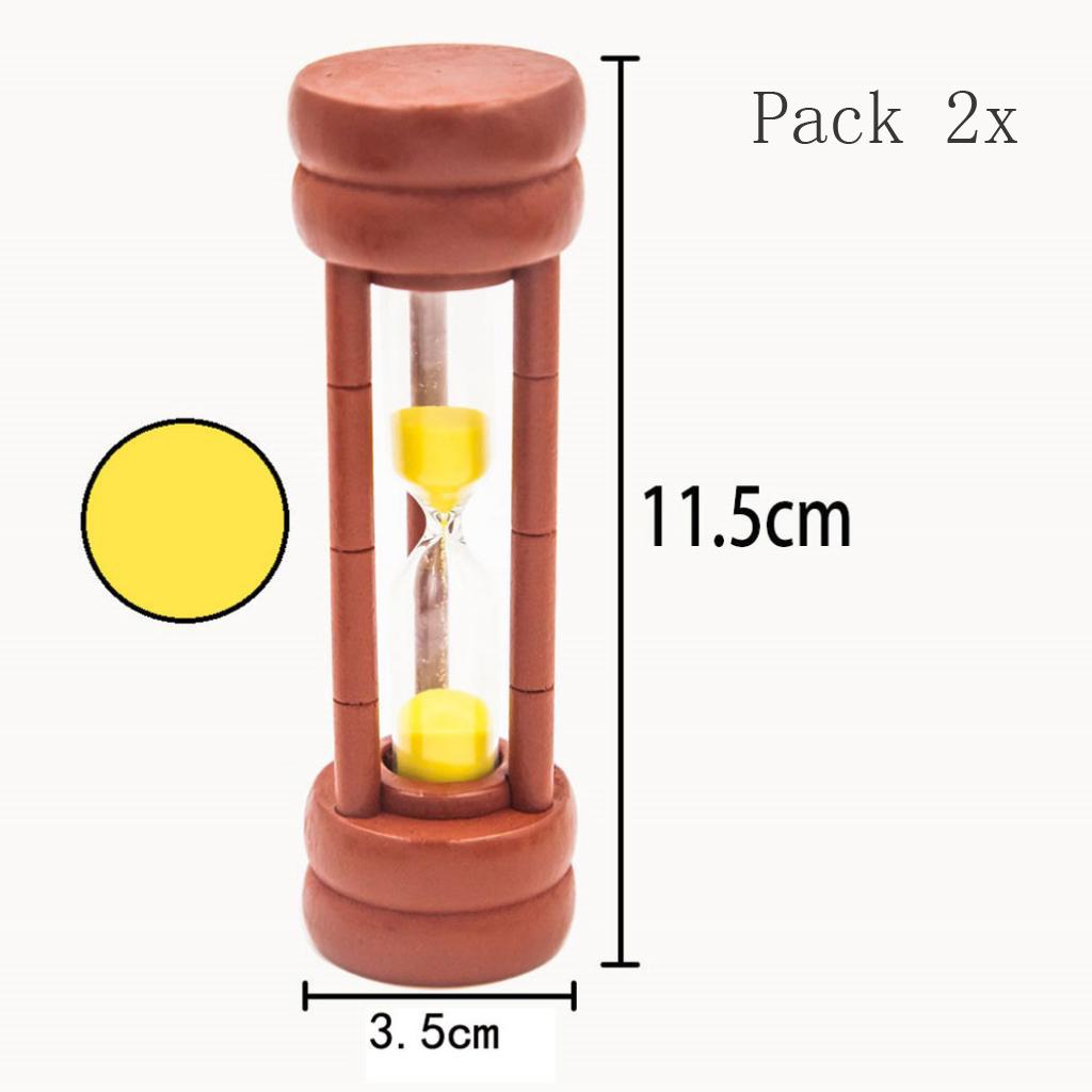 2pcs Sand Clock Hourglass Timer for Kitchen Kid Game -Yellow Sand 1 Minute