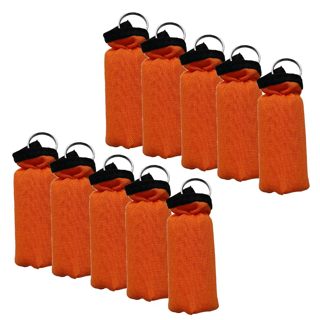 10 Pieces Cylinder Floating Keyring for Marine Boat Yacht Sailing Orange