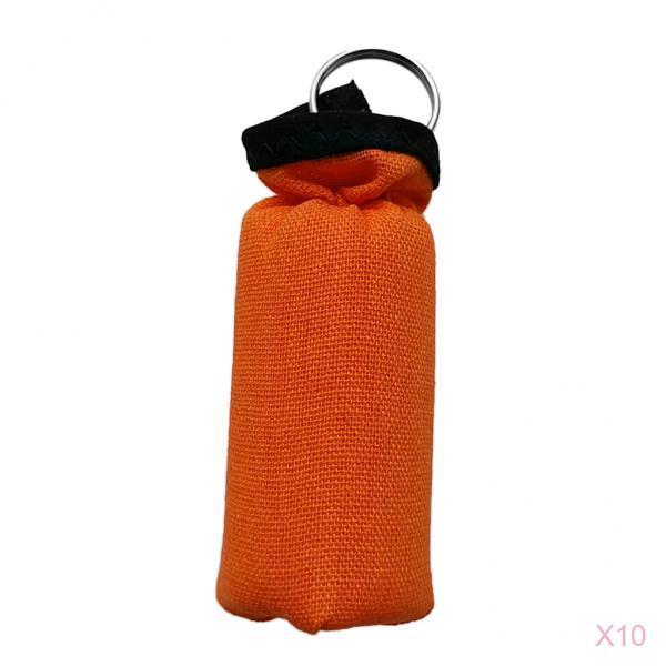 10 Pieces Cylinder Floating Keyring for Marine Boat Yacht Sailing Orange