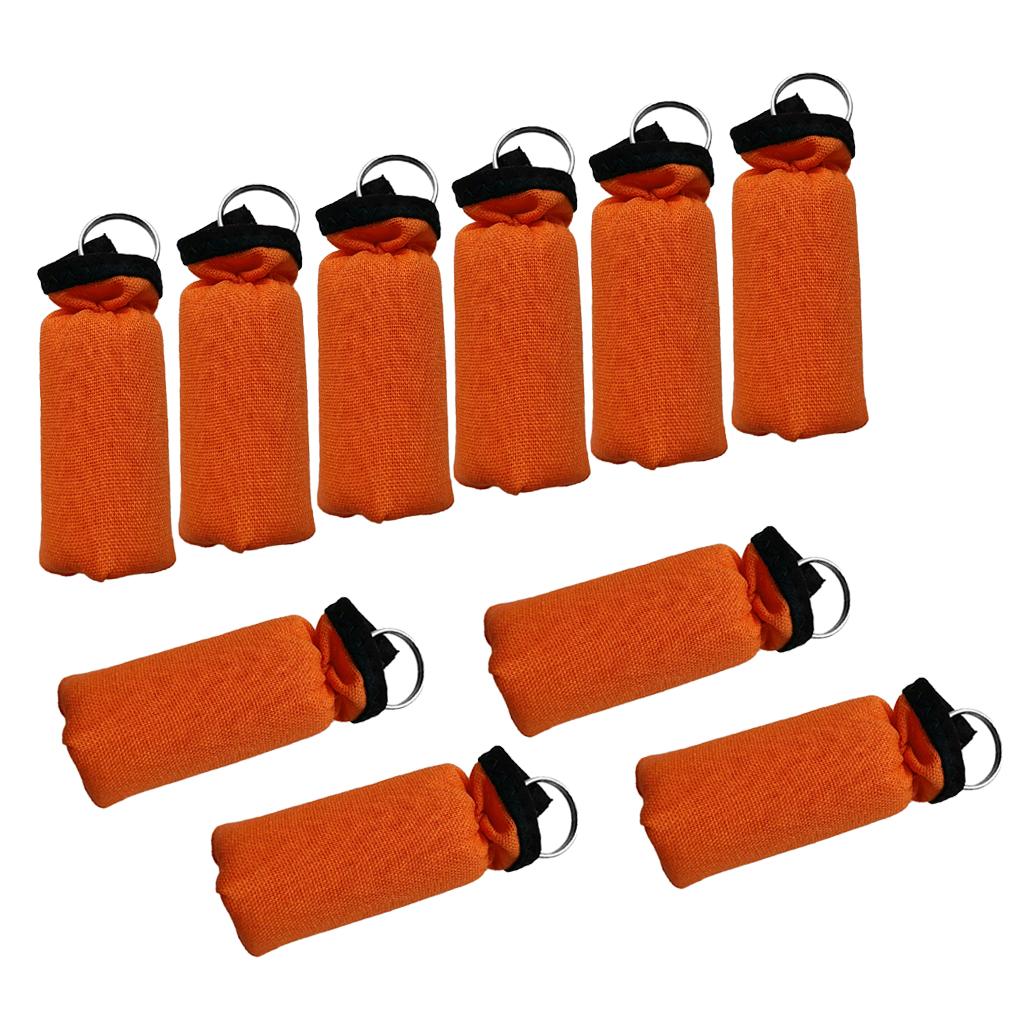 10 Pieces Cylinder Floating Keyring for Marine Boat Yacht Sailing Orange
