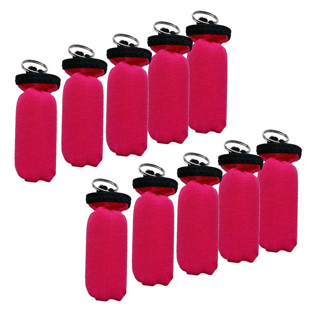 10 Pieces Cylinder Floating Keyring for Marine Boat Yacht Sailing Rosy