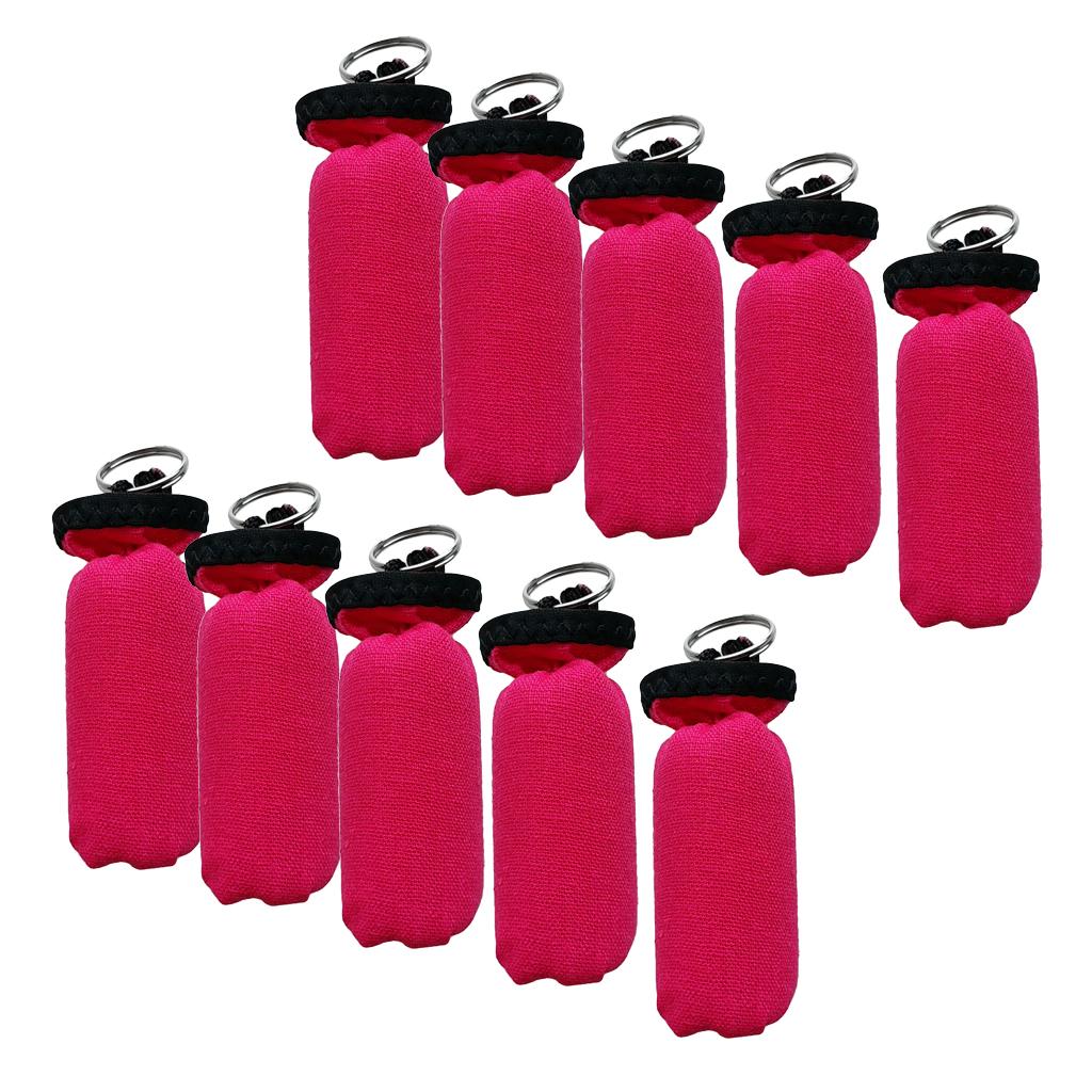 10 Pieces Cylinder Floating Keyring for Marine Boat Yacht Sailing Rosy