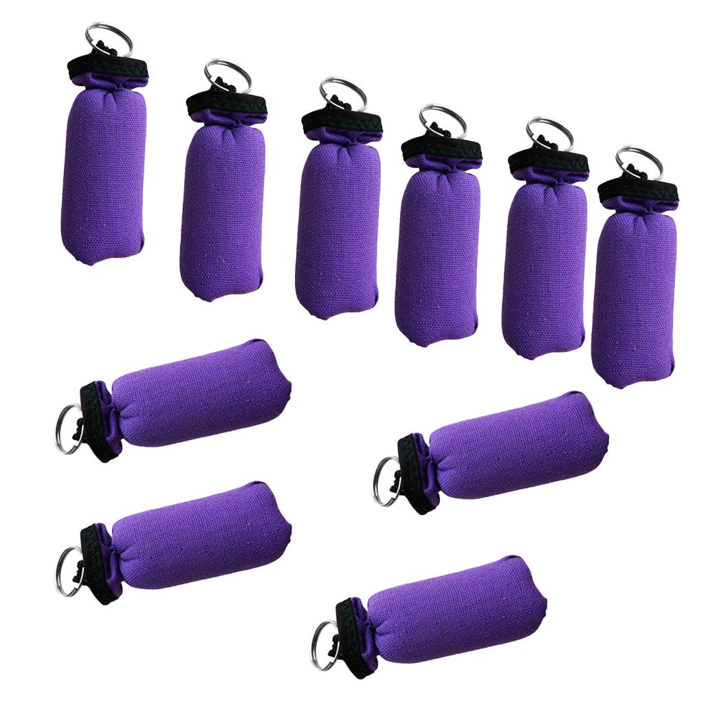 10 Pieces Cylinder Floating Keyring for Marine Boat Yacht Sailing Purple