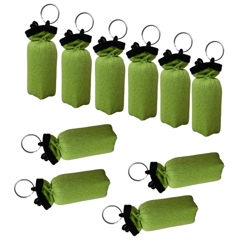 10 Pieces Cylinder Floating Keyring for Marine Boat Yacht Sailing Green