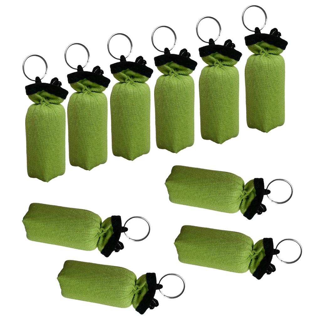 10 Pieces Cylinder Floating Keyring for Marine Boat Yacht Sailing Green