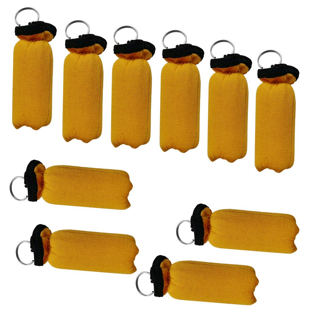 10 Pieces Cylinder Floating Keyring for Marine Boat Yacht Sailing Yellow
