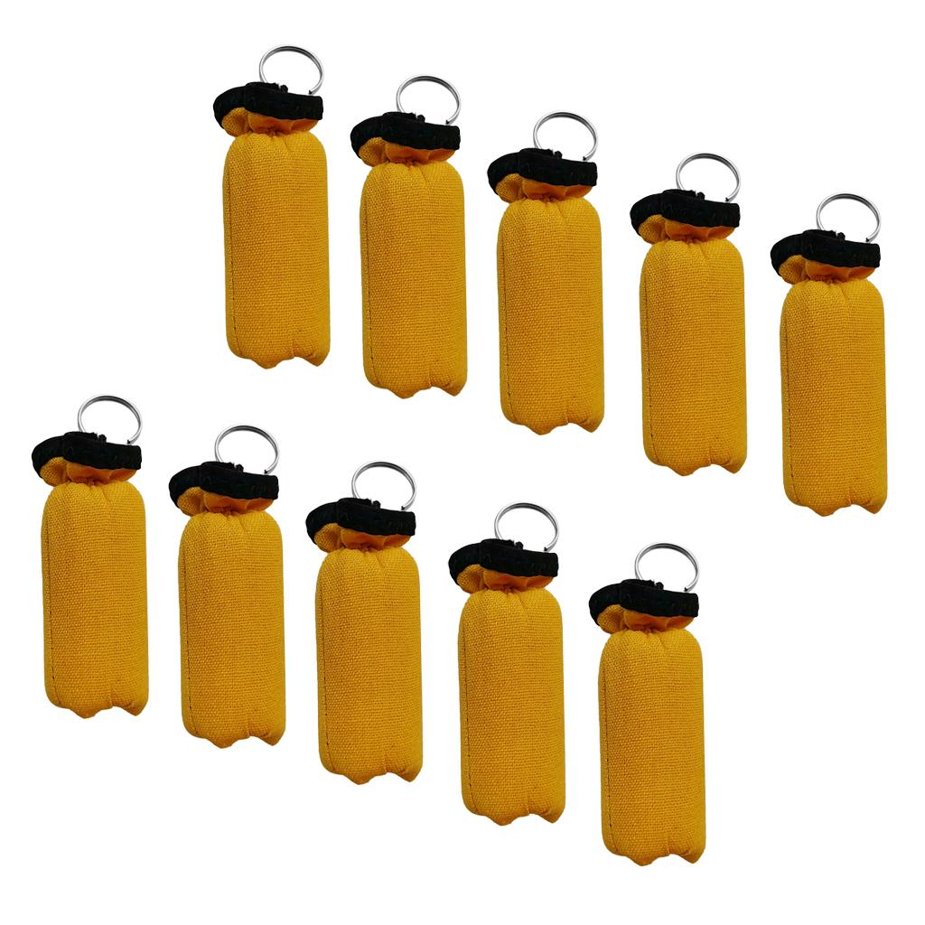 10 Pieces Cylinder Floating Keyring for Marine Boat Yacht Sailing Yellow