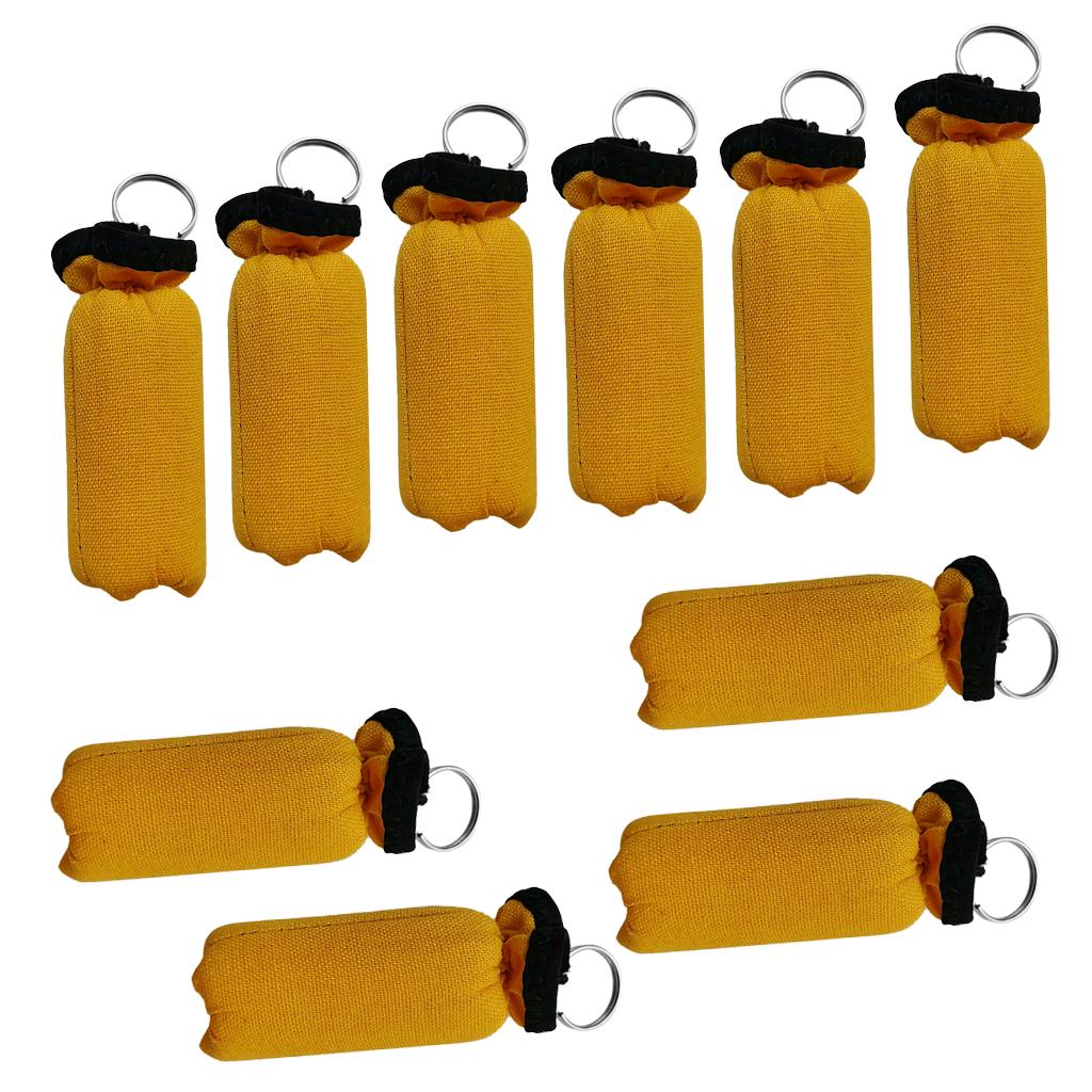 10 Pieces Cylinder Floating Keyring for Marine Boat Yacht Sailing Yellow