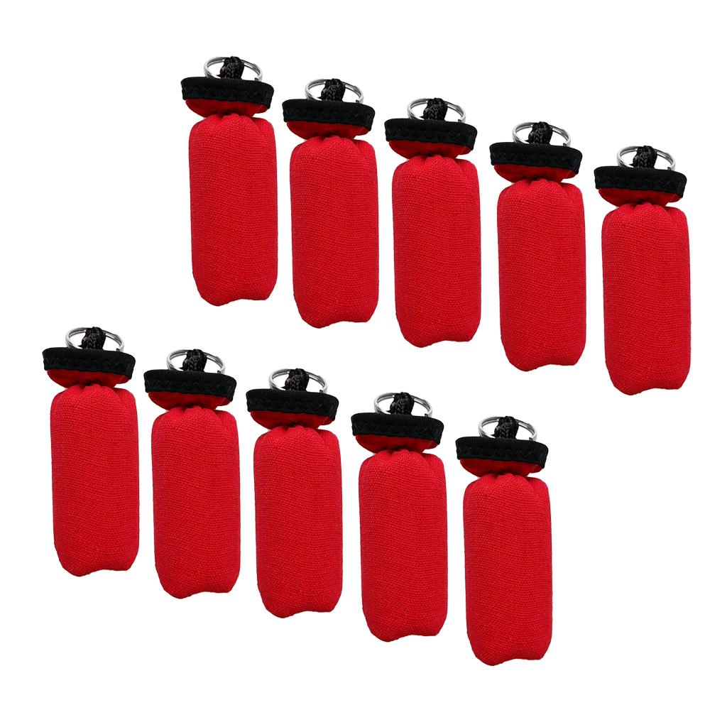 10 Pieces Cylinder Floating Keyring for Marine Boat Yacht Sailing Red