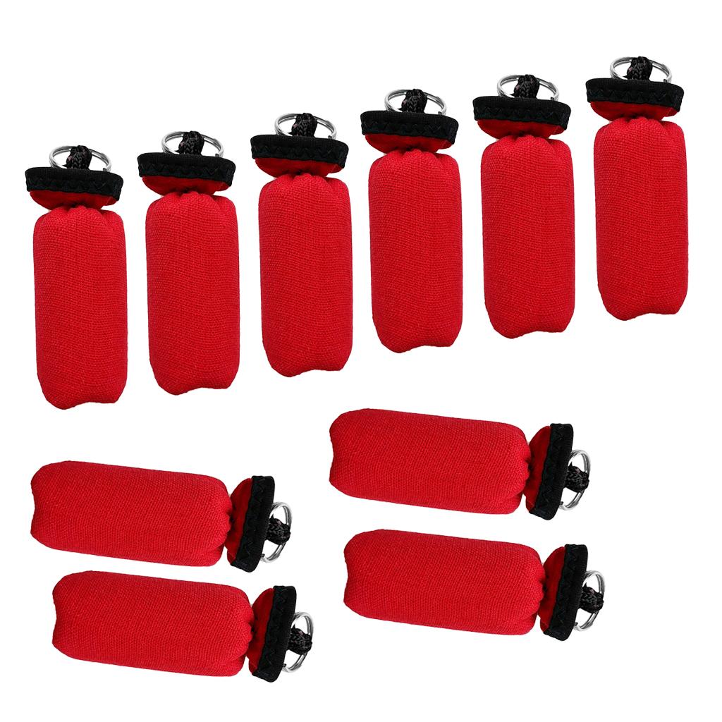 10 Pieces Cylinder Floating Keyring for Marine Boat Yacht Sailing Red