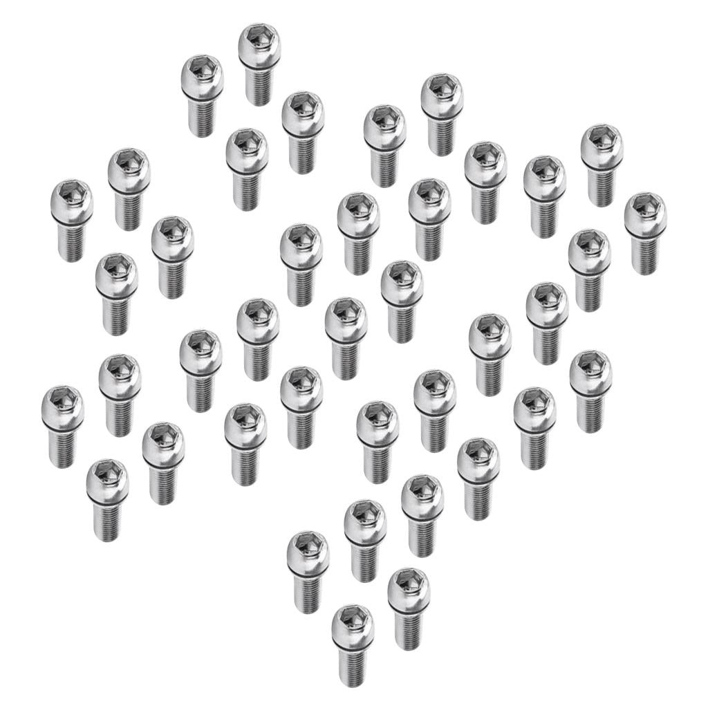 40Pcs Bicycle Stem Screws Water Bottle Cage Bolts Socket Screws Silver M7