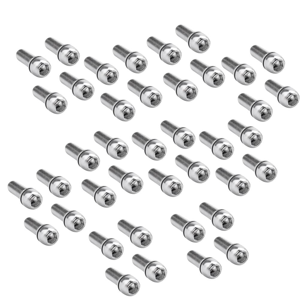 40Pcs Bicycle Stem Screws Water Bottle Cage Bolts Socket Screws Silver M7