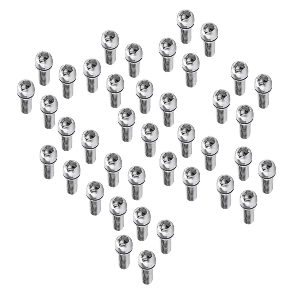 40Pcs Bicycle Stem Screws Water Bottle Cage Bolts Socket Screws Silver M7
