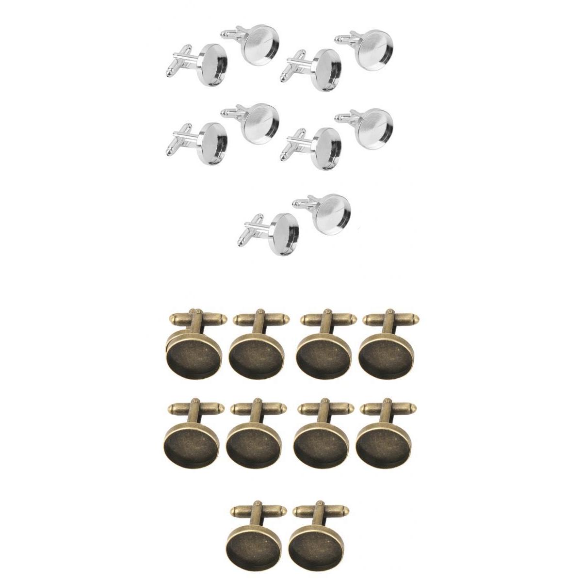 20 Pieces Round Blank Settings Base Pad Cufflinks Findings Making