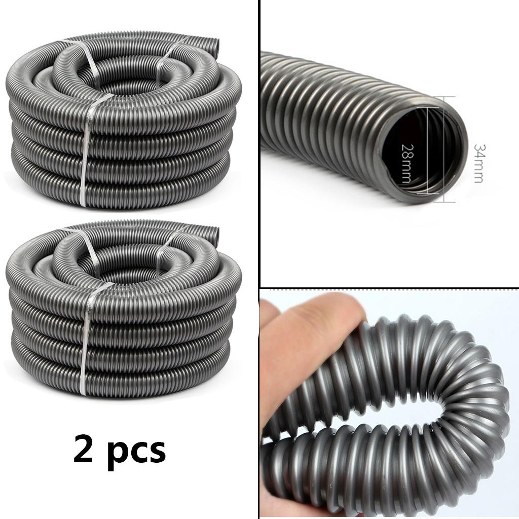 2 pcs Universal Plastic Vacuum Hose Spiral Corrugated Pipe 28mm Inner Dia.