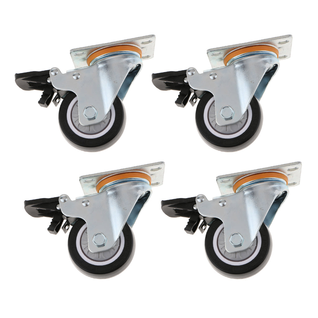 4x PU Swivel Castor Wheels Trolley Furniture Cart Caster with Brake 5inch
