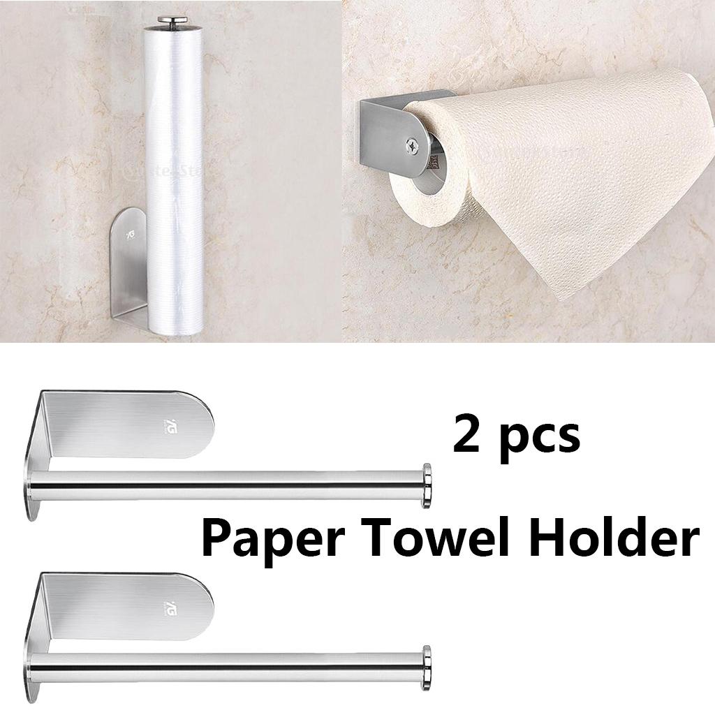 2 pcs Stainless Toilet Paper Holder Kitchen Roll Tissue Stand Organizer 26cm