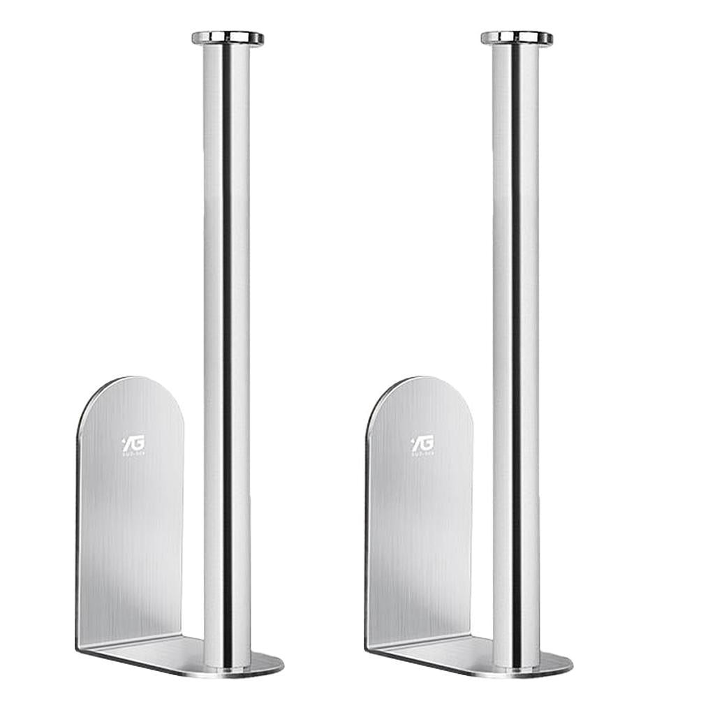 2 pcs Stainless Toilet Paper Holder Kitchen Roll Tissue Stand Organizer 26cm