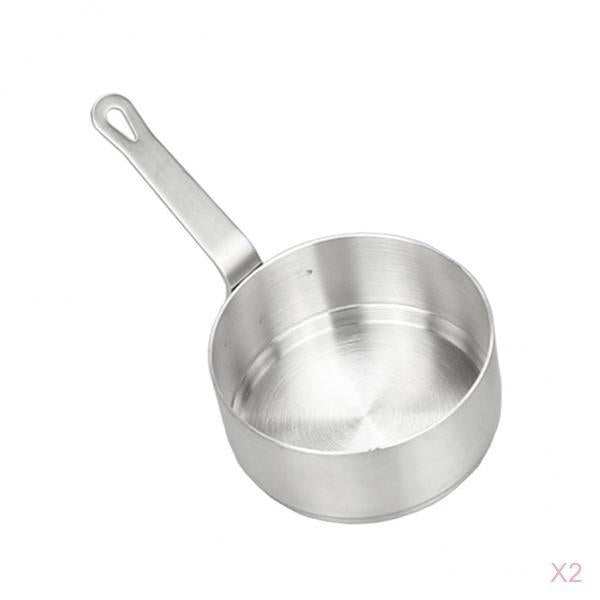 2 Pack Stainless Steel Mini Sauce Pan Nonstick Milk Pan Kitchen Tools 100ml