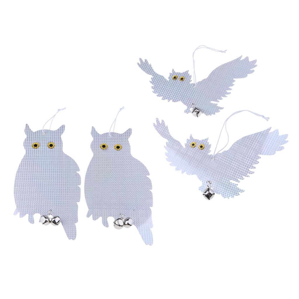 2 Pair Reflective Flying Owl Decoy & Bird Repellent Scarecrow Bird Deterrent