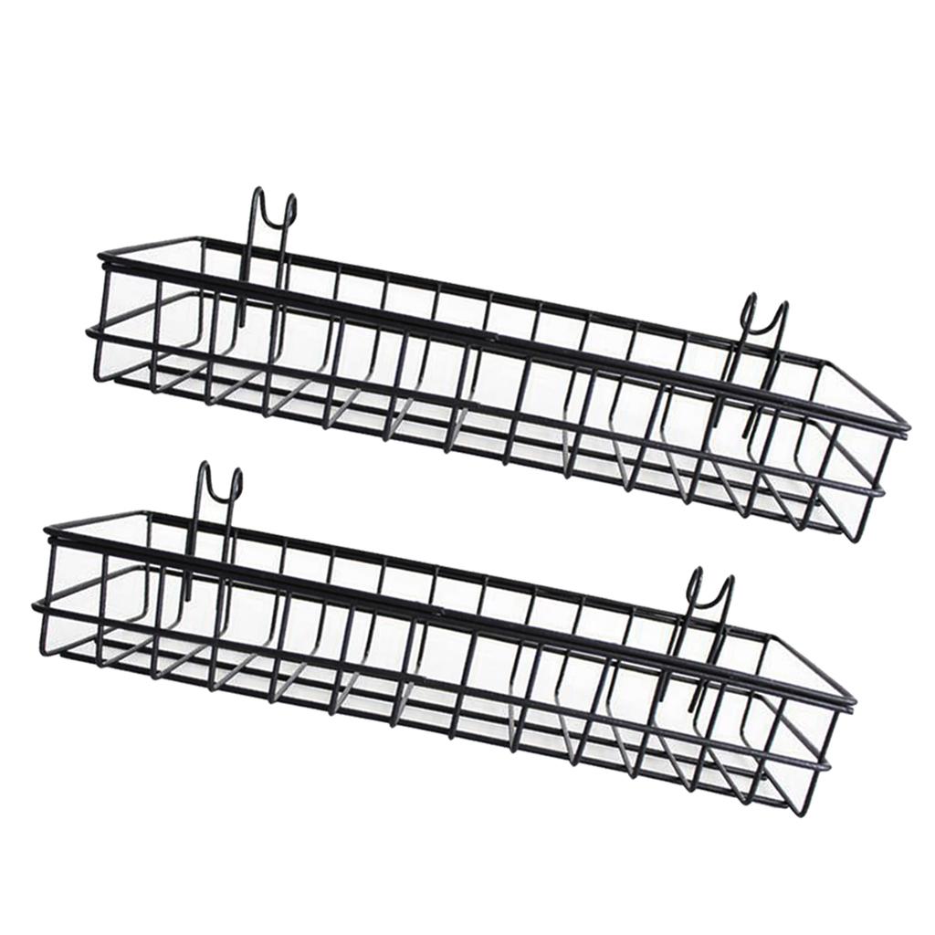 2 Pieces Wall Mounted Storage Basket Shelves Holder Bathroom Home Decoration