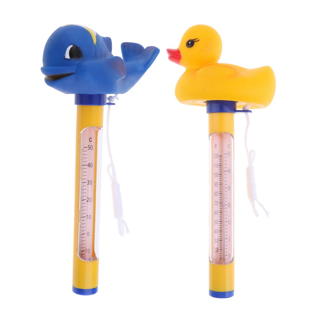 2 Pcs Pool & Spas Thermometer Set Floating Water Temperature with Rope