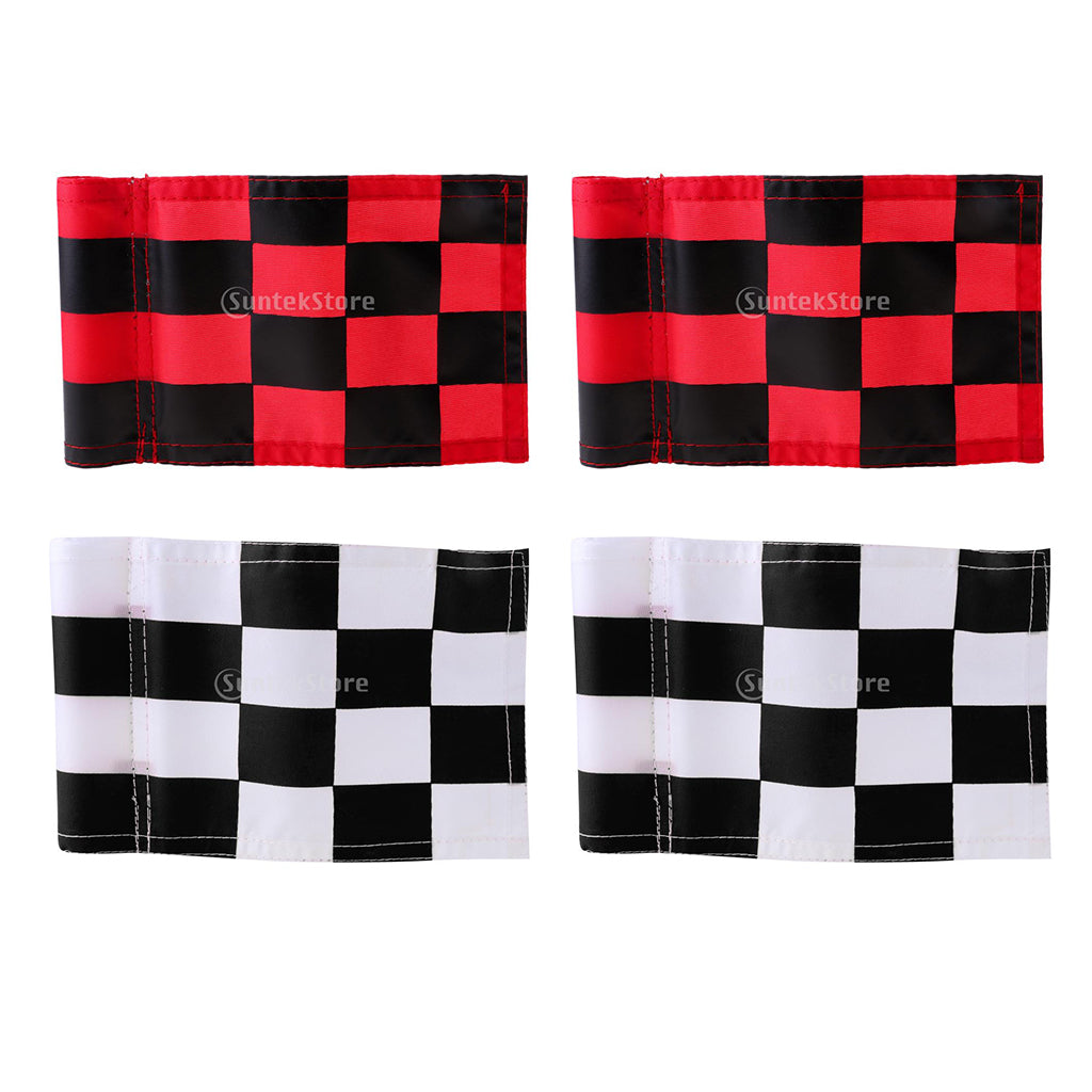 4pcs Golf Practicing Training Nylon Putting Green Solid Chequered Flag Flags