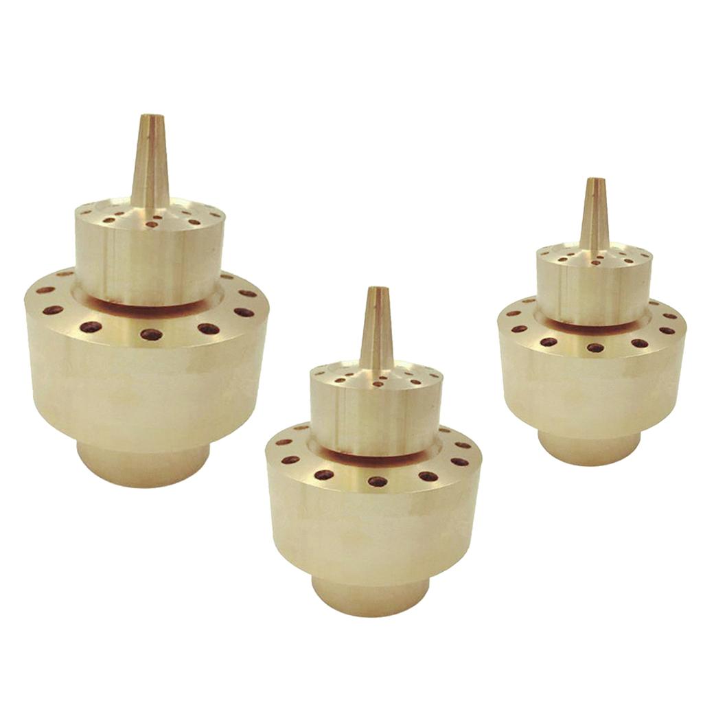 3Pcs Brass 2-Layer Column Fountain Nozzle Set Sprinkler Sprink Spray Pond