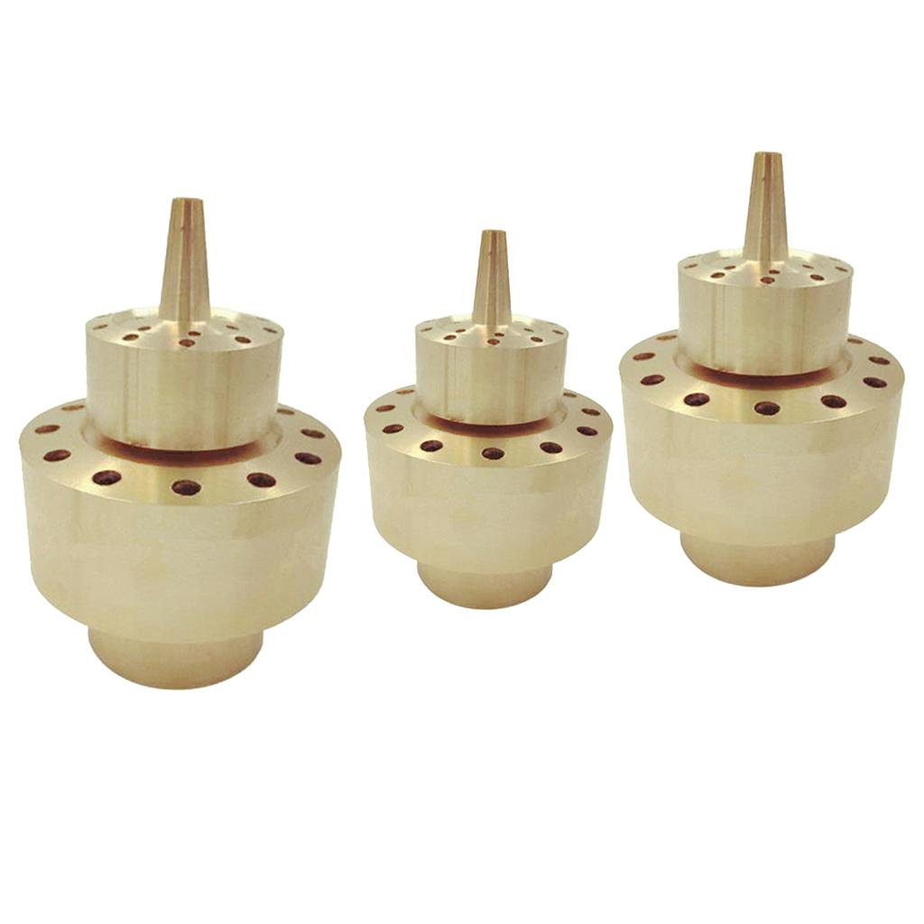 3Pcs Brass 2-Layer Column Fountain Nozzle Set Sprinkler Sprink Spray Pond