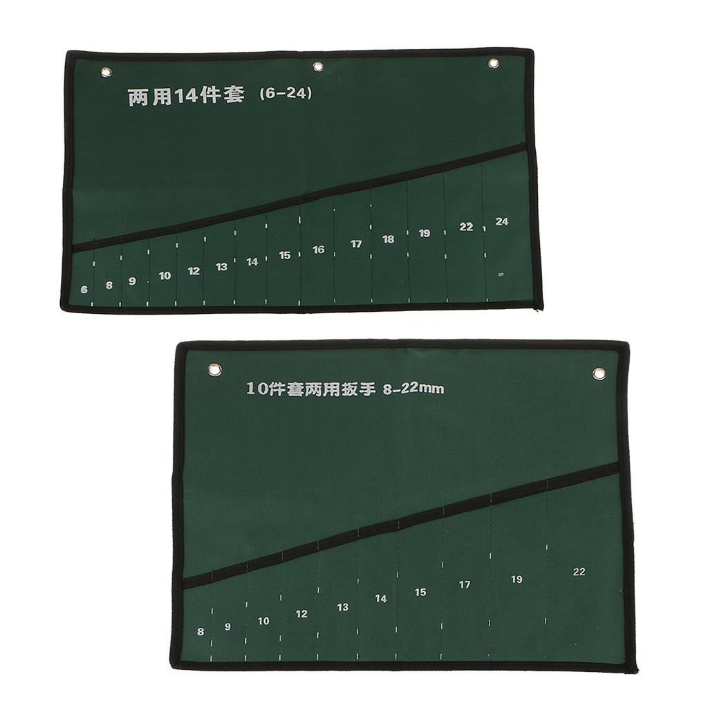 2 Pcs Pocket Canvas Spanner Wrench Tool Roll Up Storage Bags Organizer Case