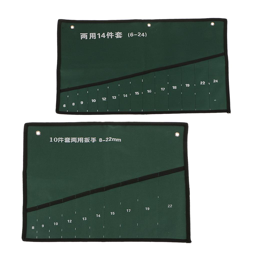 2 Pcs Pocket Canvas Spanner Wrench Tool Roll Up Storage Bags Organizer Case
