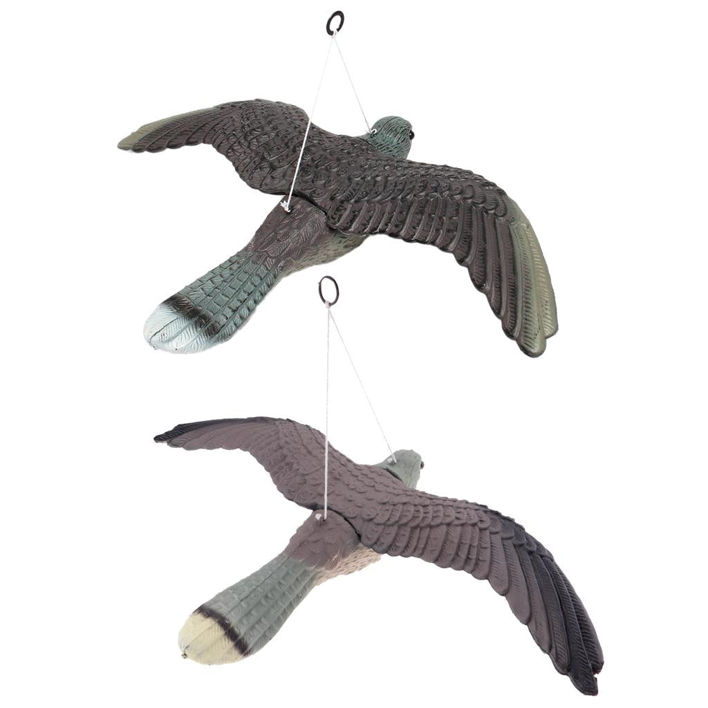 2Pcs Realistic Flying Bird Hawk Decoy Pigeon Crow Scarecrow Hunting Scarer