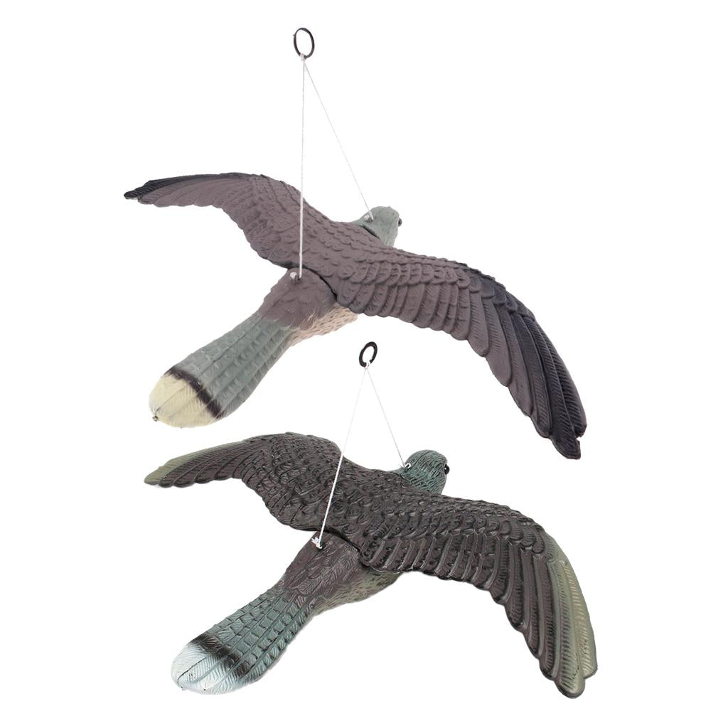 2Pcs Realistic Flying Bird Hawk Decoy Pigeon Crow Scarecrow Hunting Scarer