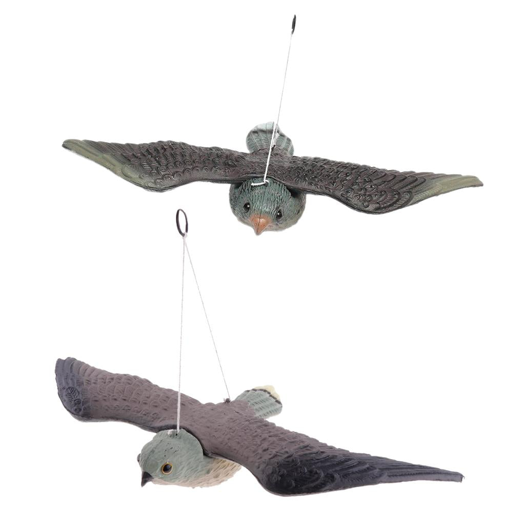 2Pcs Realistic Flying Bird Hawk Decoy Pigeon Crow Scarecrow Hunting Scarer